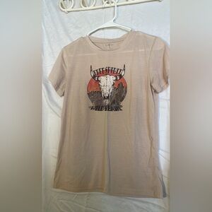 SHEIN Tan Graphic Tee with Bull Skull